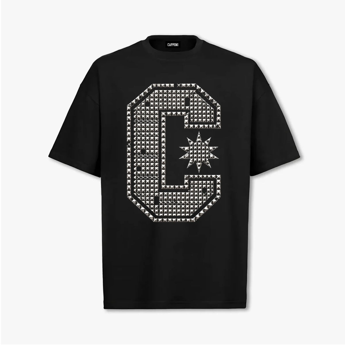 STUDDED MONOGRAM T-SHIRT BLACK